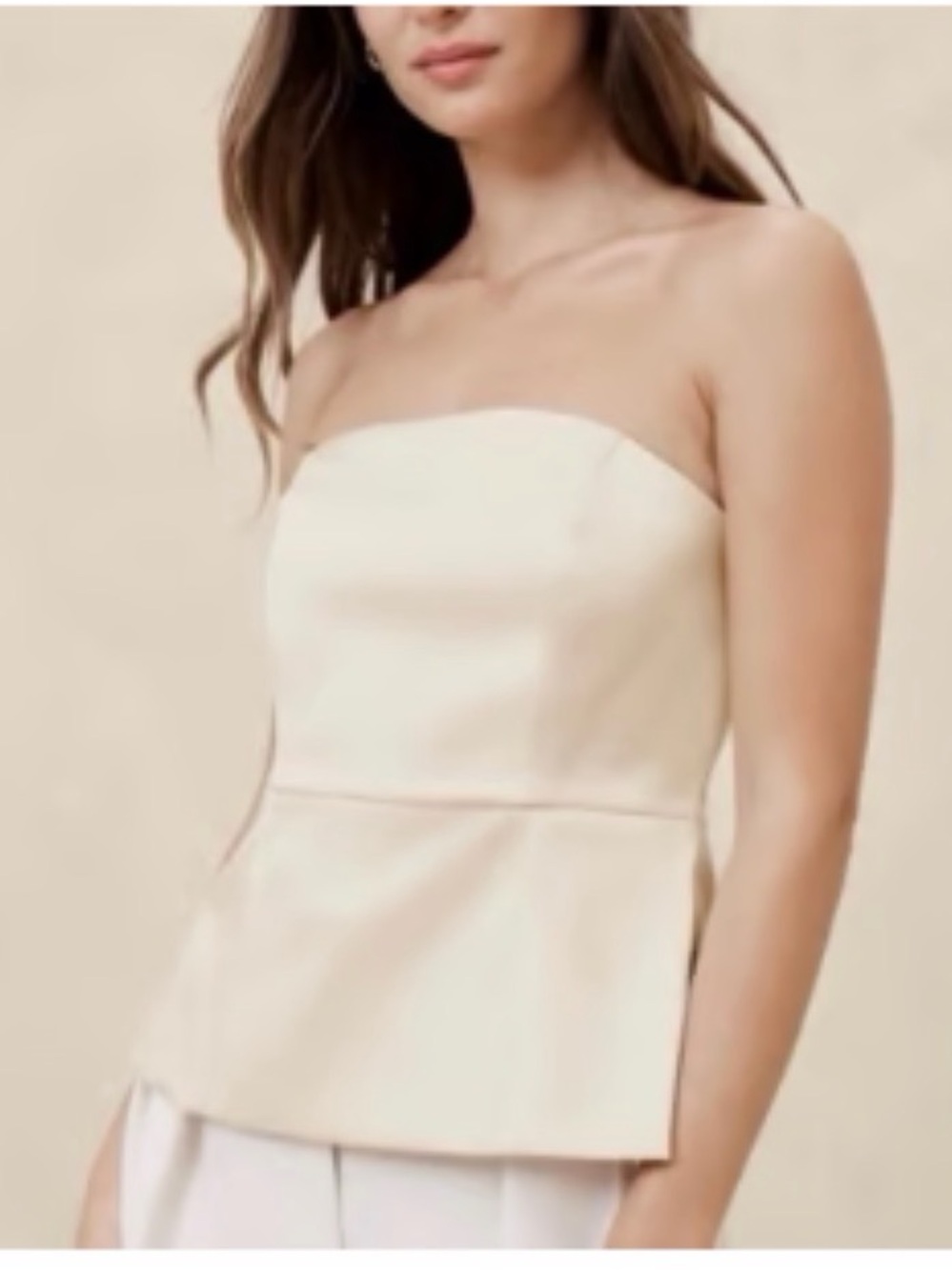 Banana republic size 2 Strapless Cream Peplum Top - Picture 2 of 7